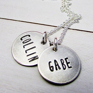 Rustic Mothers Necklace | Personalized Name Charms | Custom Hand Stamped Jewelry | Sterling Silver | Eriadesigns