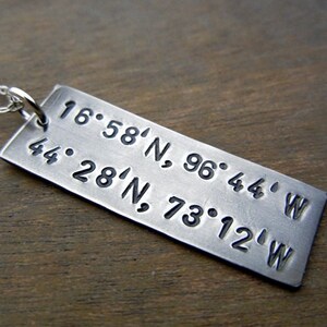 Long Distance Love Necklace, Boyfriend Gift, Girlfriend Gift, Longitude Latitude GPS Coordinates, Traveler Gift, Two Cities Pendant image 3