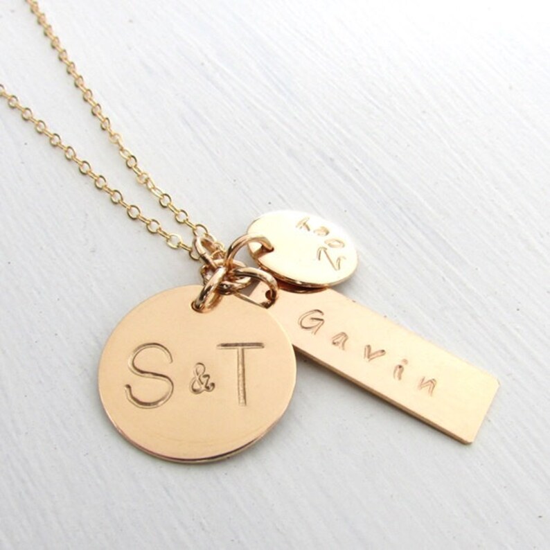 Gold Family Necklace Gold Family Charm Necklace Family Etsy