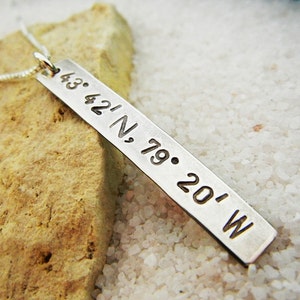 Long Distance Love Necklace, Boyfriend Gift, Girlfriend Gift, Longitude Latitude GPS Coordinates, Traveler Gift, Two Cities Pendant image 5