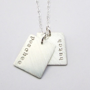 Silver Dog Tag Necklace | Gold Name Tag Necklace | Dogtag Necklace | Silver Name Charm Necklace | Gold Dog Tag | Personalized Gold Bar