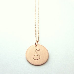 Rose Gold Letter Necklace | Rose Gold Cursive Initial Necklace | Initial Charm Necklace | Rose Gold Filled Letter Charm Jewelry | 14K GF