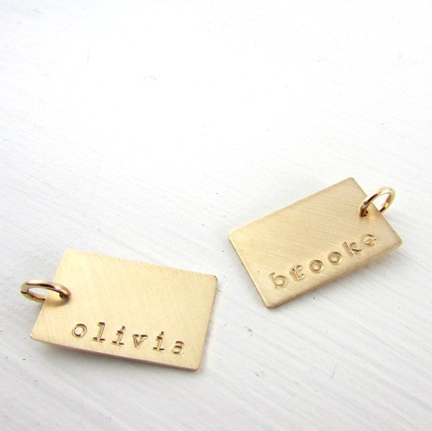 Gold Dog Tag Necklace Gold Name Necklace Double Pendants Etsy