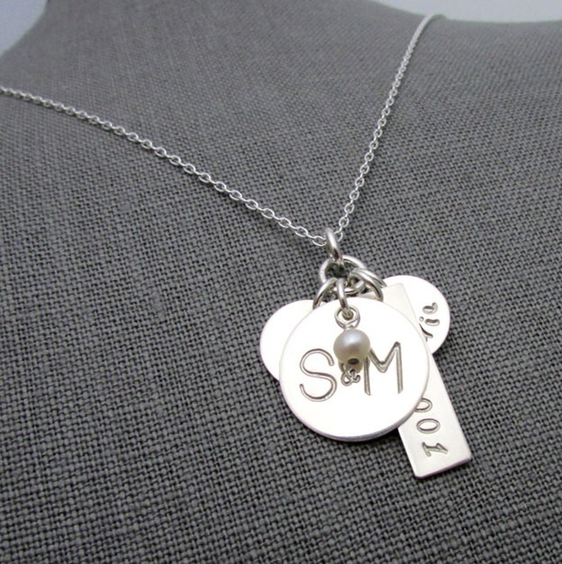 Sterling Silver Hand Stamped Name Charms Ria Designs E Custom Family Necklace New Baby Gift Couples Jewelry