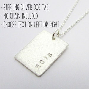Sterling Silver Dog Tag, No Chain, Rectangle Name Pendant, Silver Word Charm, Personalized Custom by E. Ria Designs