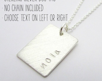 Sterling Silver Dog Tag, No Chain, Rectangle Name Pendant, Silver Word Charm, Personalized Custom by E. Ria Designs