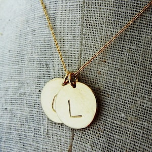 Two Charm Gold Letter Necklace | Gold Initial Necklace | Monogram Charm | Personalized Charm Necklace | Mothers Necklace | Gold Letter Charm