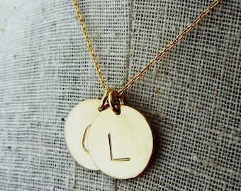 Two Charm Gold Letter Necklace | Gold Initial Necklace | Monogram Charm | Personalized Charm Necklace | Mothers Necklace | Gold Letter Charm