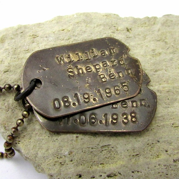 Brass Dog Tag Necklace | Custom Brass Dog Tags Personalized Necklace | Dog Tag | Dogtags | Rustic Military Style | Custom Dogtag Jewelry