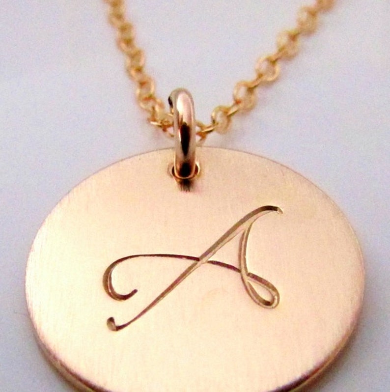 Gold Initial Charm Necklace Letter Charm Necklace 14K GF Etsy