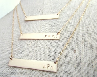 Skinny Bar Necklace, Gold Skinny Bar, Nameplate, Thin Bar Name Necklace, 14K Gold Filled Jewelry by E. Ria Designs