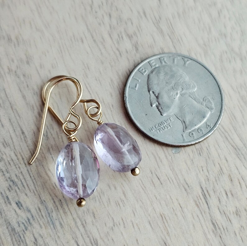 Sparkly Pink Gold Earrings, 14K Gold Filled Ear Wire, Genuine Faceted Oval Pink Amethyst Beads, February Birth Stone Gift Box Eriadesigns image 4