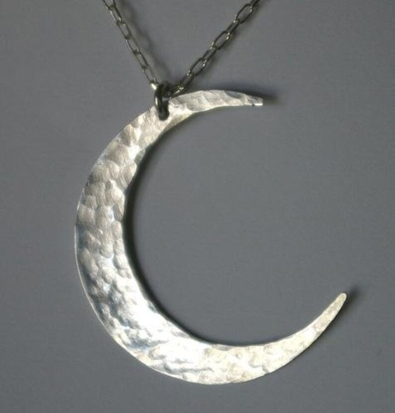 Moon Necklace | Crescent Moon Necklace | Sterling Silver Hammered ...