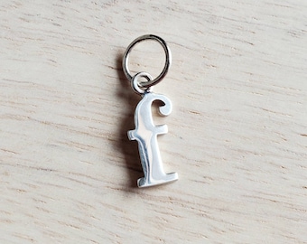 Letter F Lowercase Cutout Sterling Silver Charm, Add to Necklace or Bracelet, Serif Font Initial Charm, E. Ria Designs