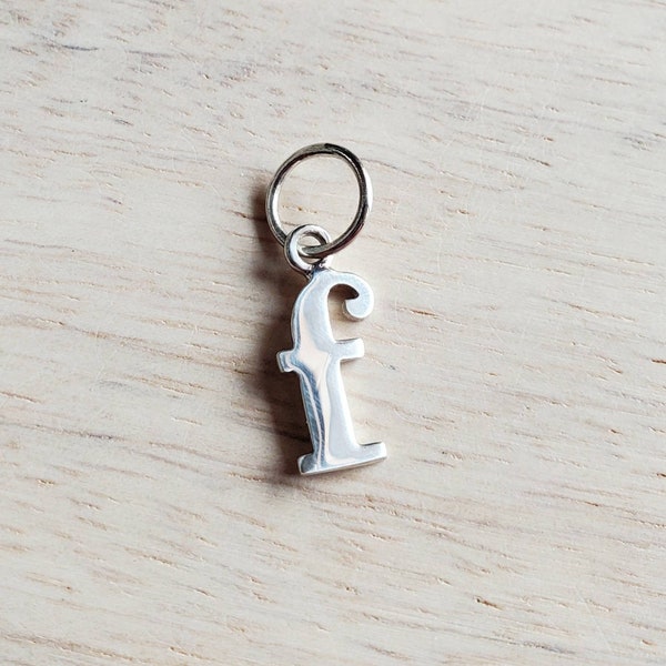 Letter F Lowercase Cutout Sterling Silver Charm, Add to Necklace or Bracelet, Serif Font Initial Charm, E. Ria Designs