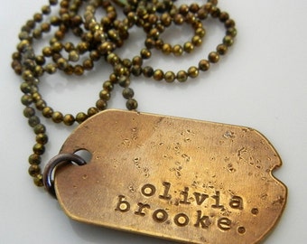 Rustic Dog Tag Necklace, Vintage Style Dogtag Necklace, Personalized, Custom Dog Tag Military Style, Custom Dogtag Jewelry