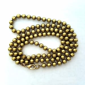 Vintage Messingkugel Kette, Perlen-Dog-Tag-Stil Herrenkette, Karabinerverschluss, 24,5 Zoll, 62 cm, 4,5 mm breit, Unisex Schmuck