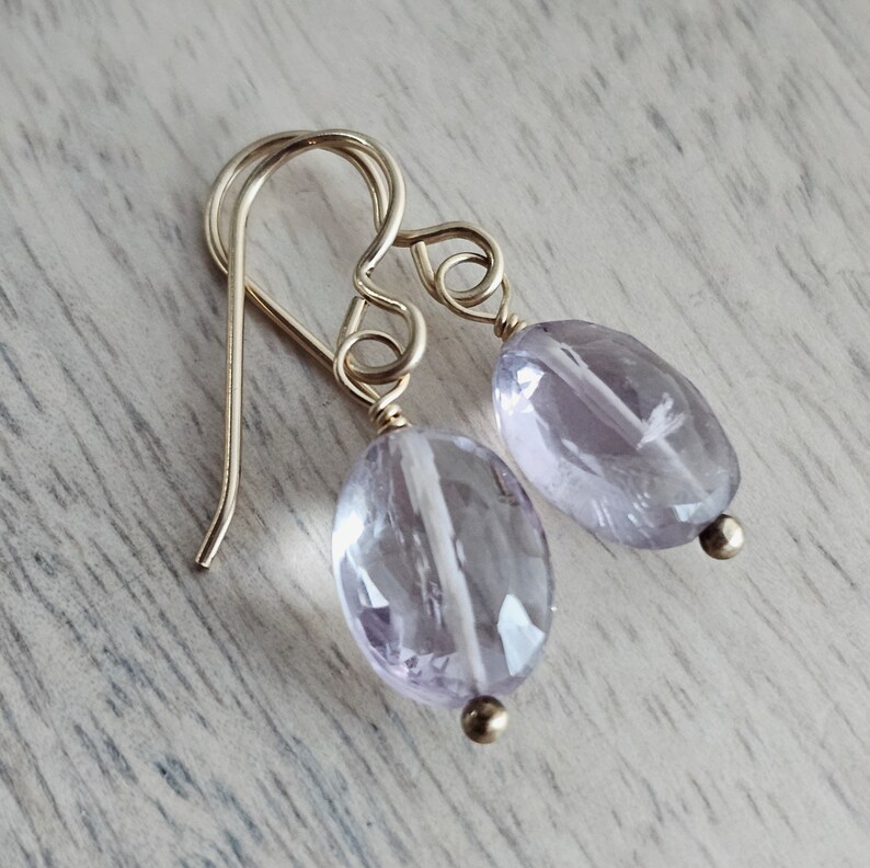 Sparkly Pink Gold Earrings, 14K Gold Filled Ear Wire, Genuine Faceted Oval Pink Amethyst Beads, February Birth Stone Gift Box Eriadesigns image 5