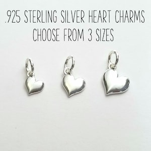 Puffy Silver Heart Charm, .925 Sterling Silver 3D Heart For Bracelet or Necklace, Add On for Custom Personalized Jewelry