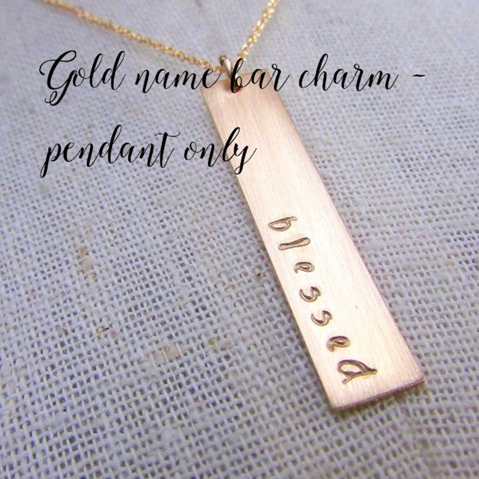 Gold Bar Pendant Gold Bar Charm Custom Gold Bar Etsy
