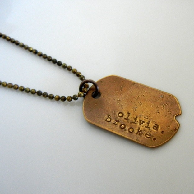 Rustic Dog Tag Necklace, Vintage Style Dogtag Necklace