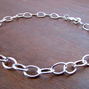 Sterling Silver Charm Bracelet, Chunky Silver Link Chain for Charms, .925 Silver, Made in USA, Handcrafted by E. Ria Designs