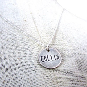Rustic Name Necklace | Antiqued Sterling Silver Custom Charm | Personalized Name Necklace | Hand Stamped by Eriadesigns