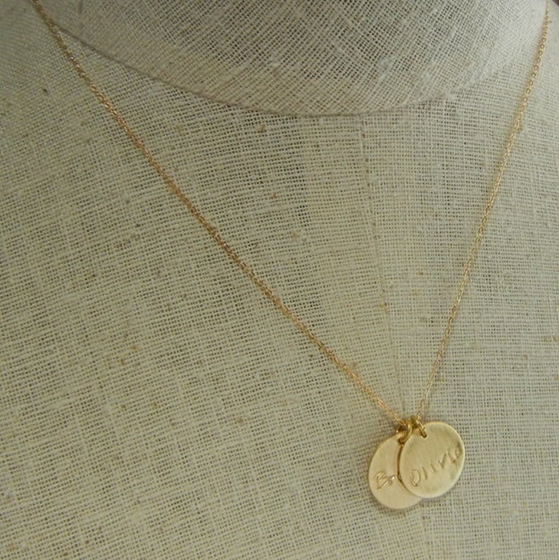 Gold Name Necklace Gold Filled Charm Necklace Hand Stamped Etsy