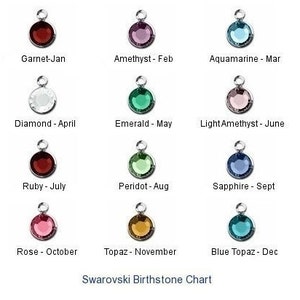 Birthstone Crystal Charm Birth Stone Charm Birthstone Channel, Bezel Set Genuine Crystal Birthstone Colors Add-On Charm As Pendant image 1