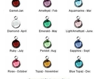 Birthstone Crystal Charm | Birth Stone Charm | Birthstone | Channel, Bezel Set Genuine Crystal - Birthstone Colors Add-On Charm As Pendant