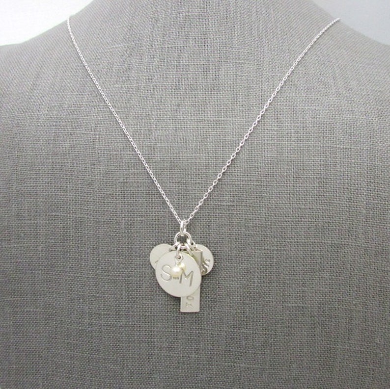 Sterling Silver Hand Stamped Name Charms Ria Designs E Custom Family Necklace New Baby Gift Couples Jewelry