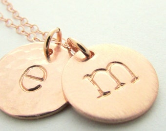 Initial Necklace | Rose Gold Letter Necklace | Rose Gold Charm Necklace | Rose Gold Letter Charms | Double Letter Necklace E. Ria Designs