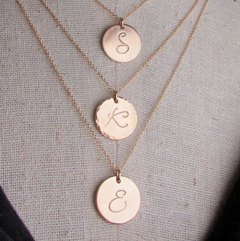 Gold Initial Charm Necklace Letter Charm Necklace 14K GF Etsy