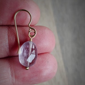 Sparkly Pink Gold Earrings, 14K Gold Filled Ear Wire, Genuine Faceted Oval Pink Amethyst Beads, February Birth Stone Gift Box Eriadesigns image 6