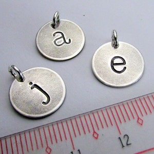 Silver Letter Charm Half-Inch Silver Initial Lowercase Typewriter Hand Stamped Pendant by E. Ria Designs, Made in USA of American Silver image 6