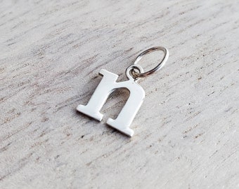 Letter N Lowercase Cutout Sterling Silver Charm, Add to Necklace or Bracelet, Serif Font Initial Charm, E. Ria Designs