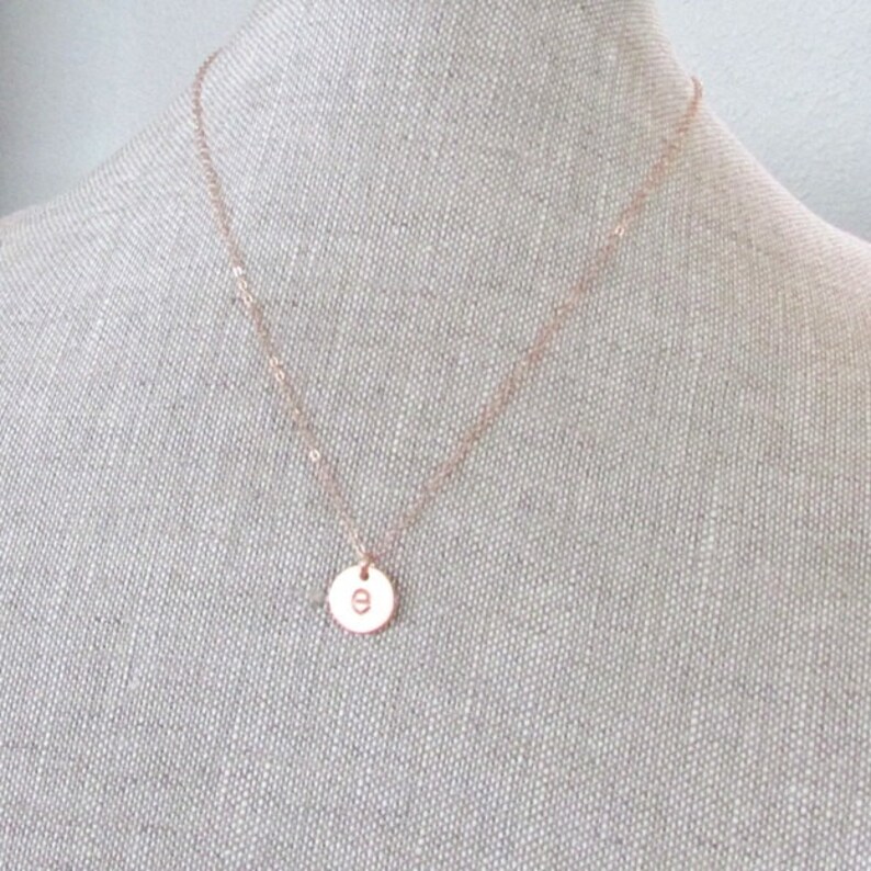Rose Gold Initial Necklace Letter Charm Necklace 14K Rose Etsy