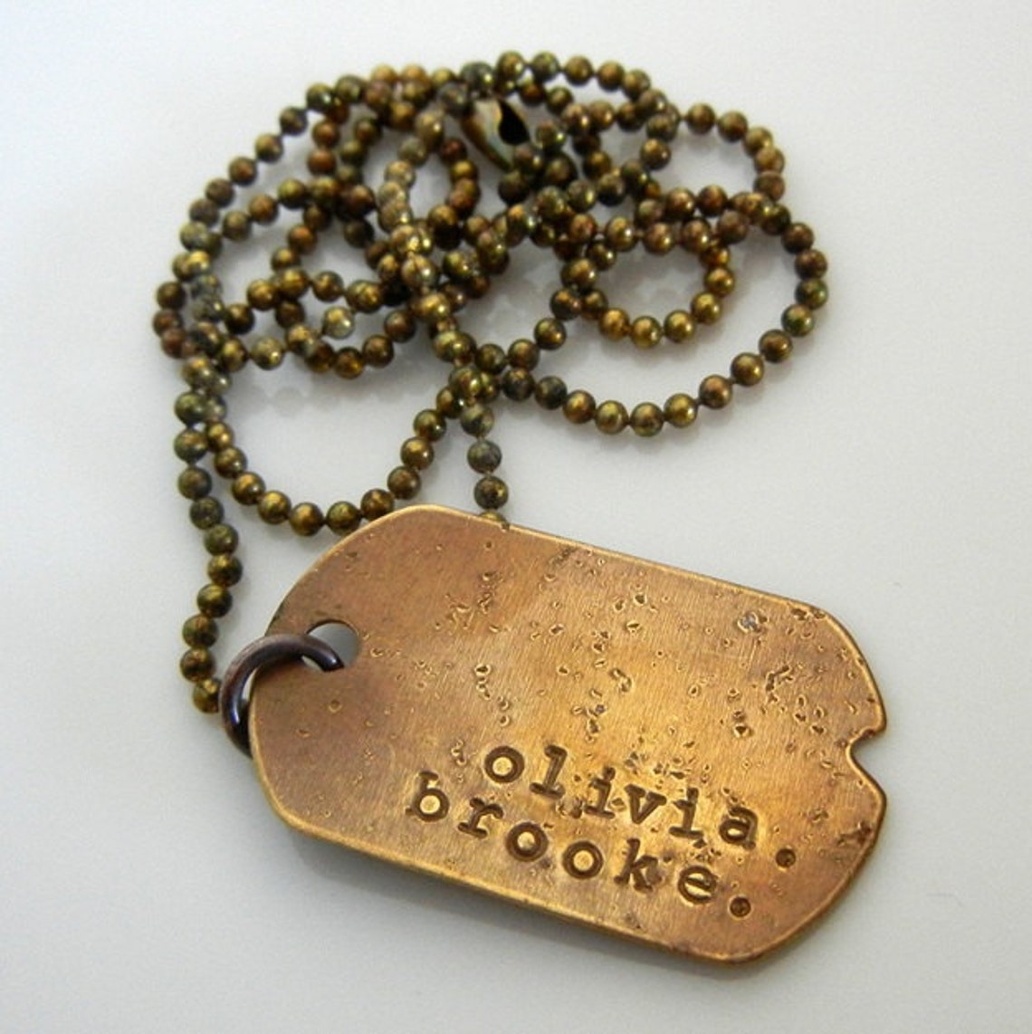 Rustic Dog Tag Necklace Vintage Style Dogtag Necklace Etsy