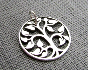 Silver Tree of Life Charm | .925 Sterling Silver Tree Charm | Pendant | Cutout Tree Pendant | E. Ria Designs Eriadesigns