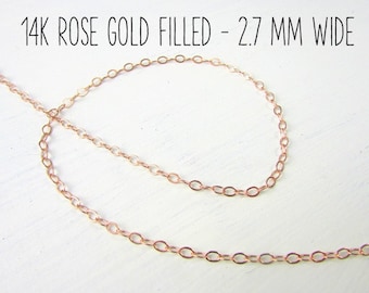 Rose Gold Chain | 14K Rose Gold Filled Cable Chain | 16, 18, 20, 24, 30, 36, Adjustable 16-18, 18-20, A La Carte Chain | Rose Gold Necklace