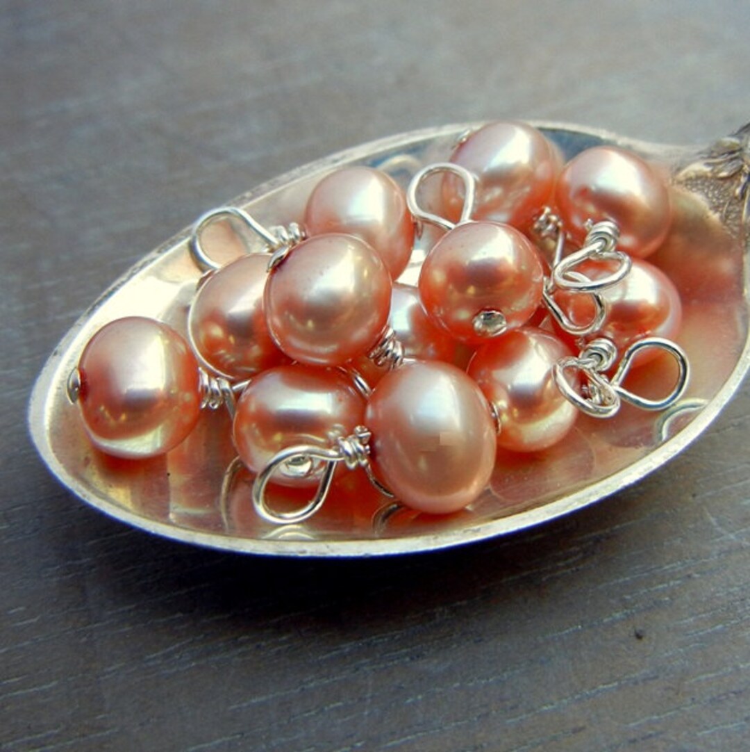 Pink Pearl Charm, Pink Cultured Pearl Charm, Pearl Charm, Pink Pearl ...