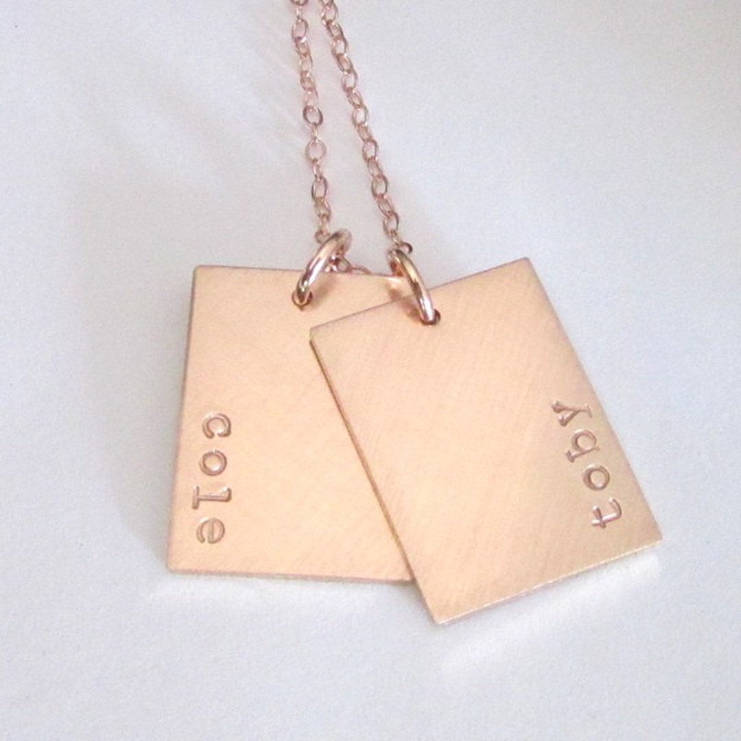 Rose Gold Tag Necklace Gold Name Tag Necklace Gold Dogtag Necklace Rose