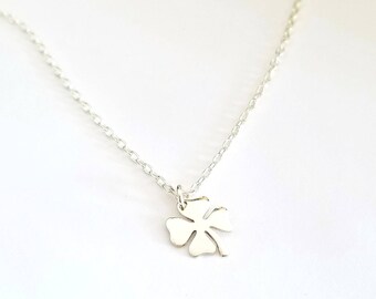 Collar de trébol de plata, colgante de trébol de cuatro hojas en plata de ley .925, regalo para el Día de San Patricio, joyería irlandesa, amuleto de la suerte de E. Ria Designs