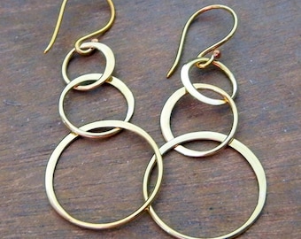 Circle Earrings | Bronze Loop Earrings | Solid Gold Bronze Earrings Everyday Jewelry Earrings