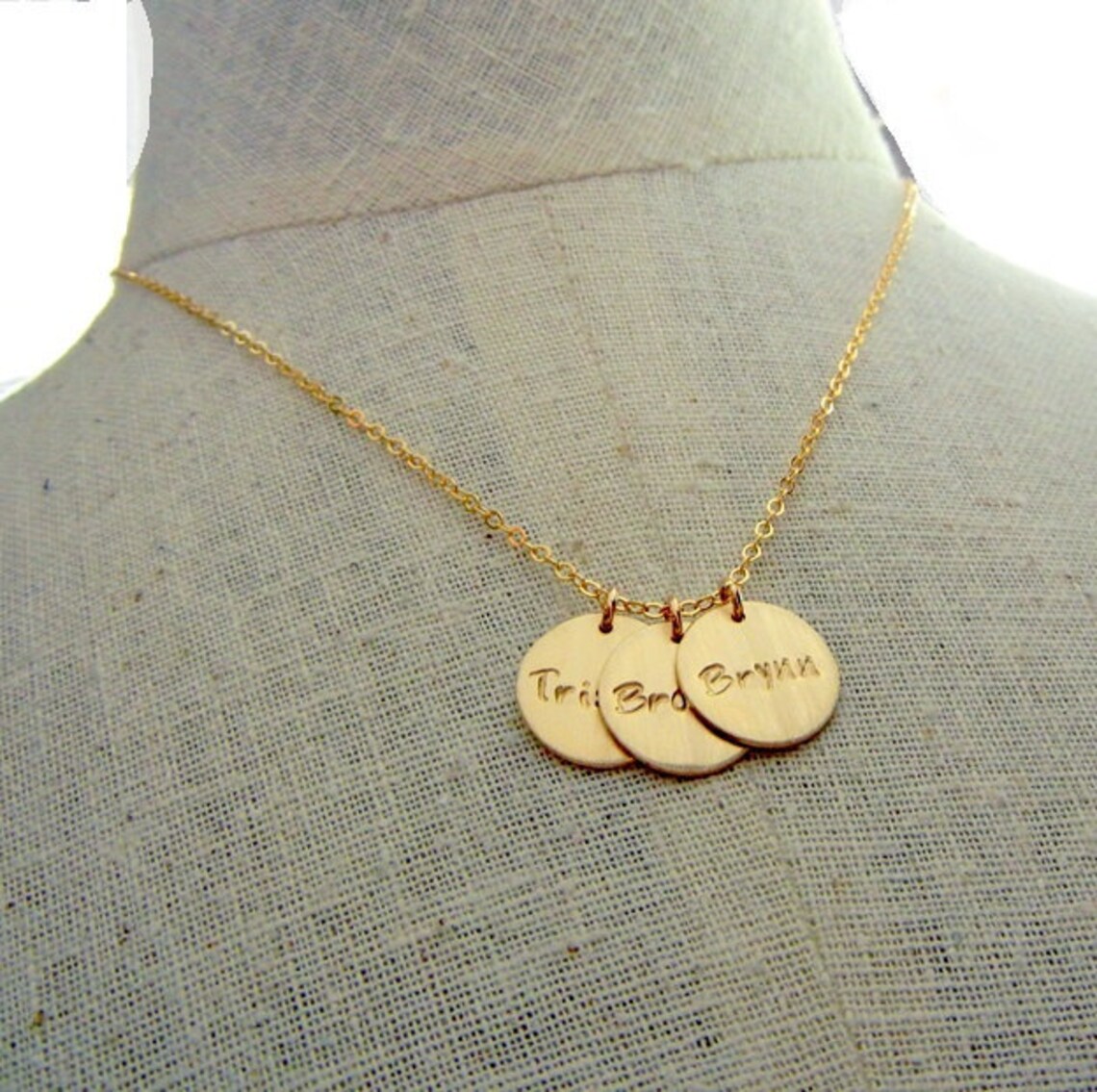 Three Charm Name Necklace Custom Gold Pendants 14K GF Etsy