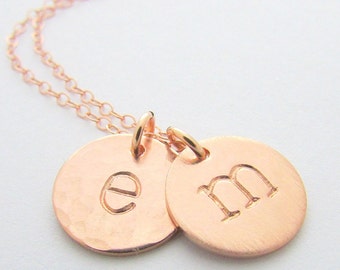 Gift for Mom | Rose Gold Letter Necklace | Rose Gold Initial Charm Necklace | Personalized Custom Charms