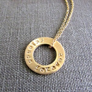 Gold Washer Necklace Personalized Washer Necklace Custom Washer Necklace Personalized Ring Pendant Engraved Name Charm Eriadesigns image 1