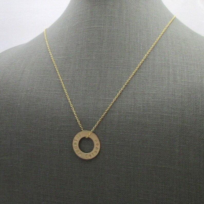 Gold Washer Necklace Personalized Washer Necklace Custom Washer Necklace Personalized Ring Pendant Engraved Name Charm Eriadesigns image 3