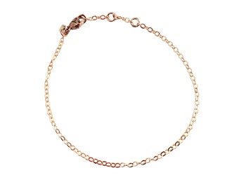 Rose Gold Charm Bracelet, 14K Rose Gold Filled Cable Chain, Lobster Clasp, 6", 6.5", 7", 7.5", Adjustable Options