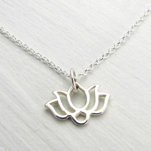 Silver Lotus Necklace | Lotus Necklace | Silver Lotus Charm Necklace | Yoga Necklace | Purity Symbol Necklace | Fortune Necklace | Flower